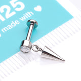 Detail View 4 of Implant Grade Titanium Bezel Gem Spike Cone Dangle Internally Threaded Flat Back Labret-Clear Gem