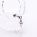 Detail View 1 of Implant Grade Titanium Bezel Gem Spike Cone Dangle Internally Threaded Flat Back Labret-Clear Gem