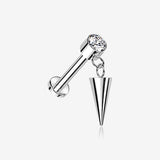 Implant Grade Titanium Bezel Gem Spike Cone Dangle Internally Threaded Flat Back Labret