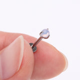 Detail View 2 of Implant Grade Titanium Pink Opalite Stone Ball Claw Prong Internally Threaded Flat Back Labret