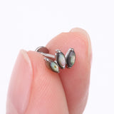 Detail View 2 of Implant Grade Titanium Triple Marquise Abalone Shell Internally Threaded Labret