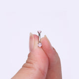 Detail View 2 of Implant Grade Titanium Prong Set Gem Sparkles Internally Threaded Curved Barbell-Pink