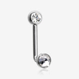 Implant Titanium Double Gem Sparkle Internally Threaded VCH Bent Barbell