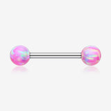 A Pair of Implant Grade Titanium Iridescent Fire Opal Ball Internally Threaded Nipple Barbell