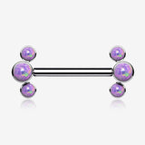 A Pair of Implant Grade Titanium Fire Opal Trio Internally Threaded Nipple Barbell
