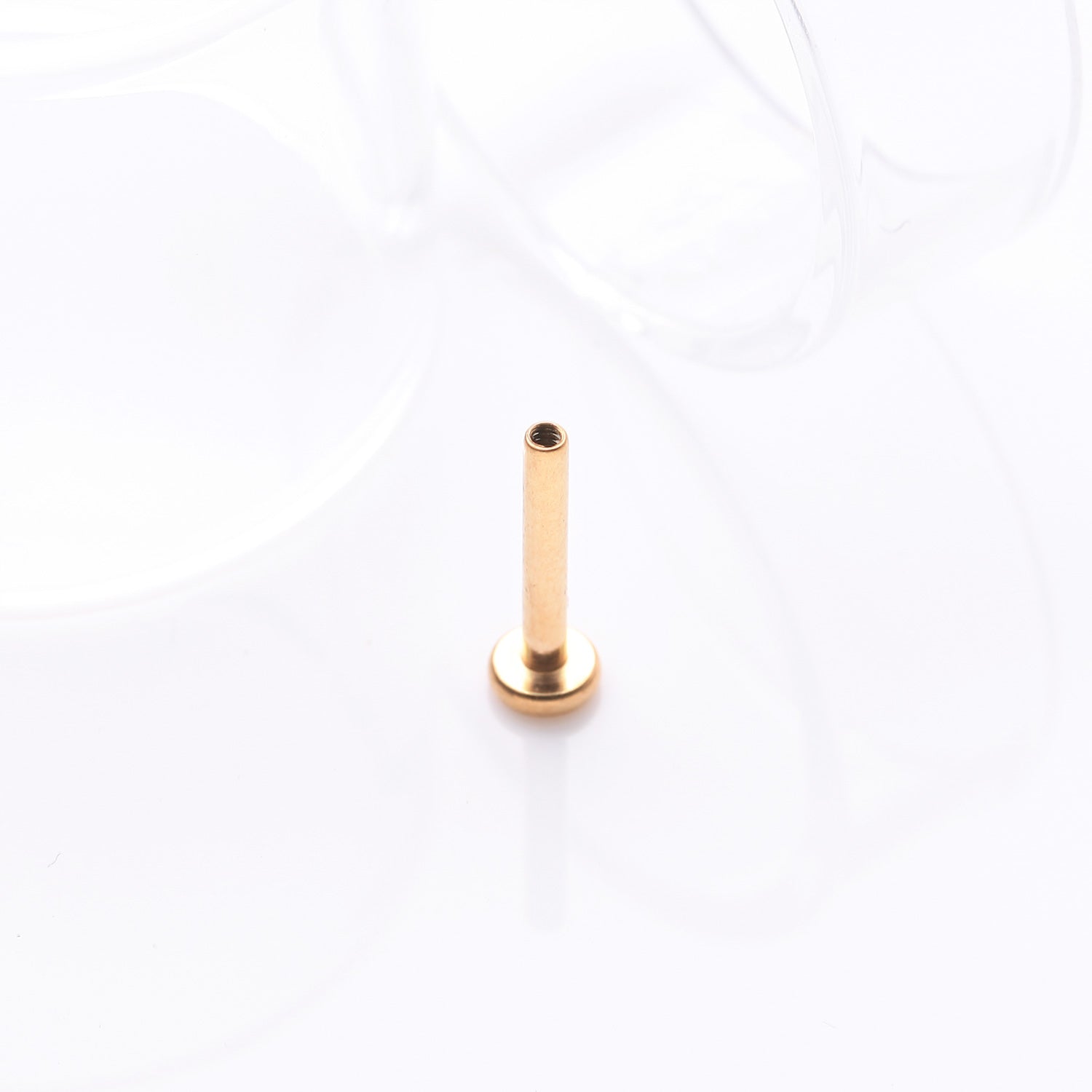 Detail View 1 of Implant Grade Titanium Golden Internally Threaded Labret Stud Bar Part