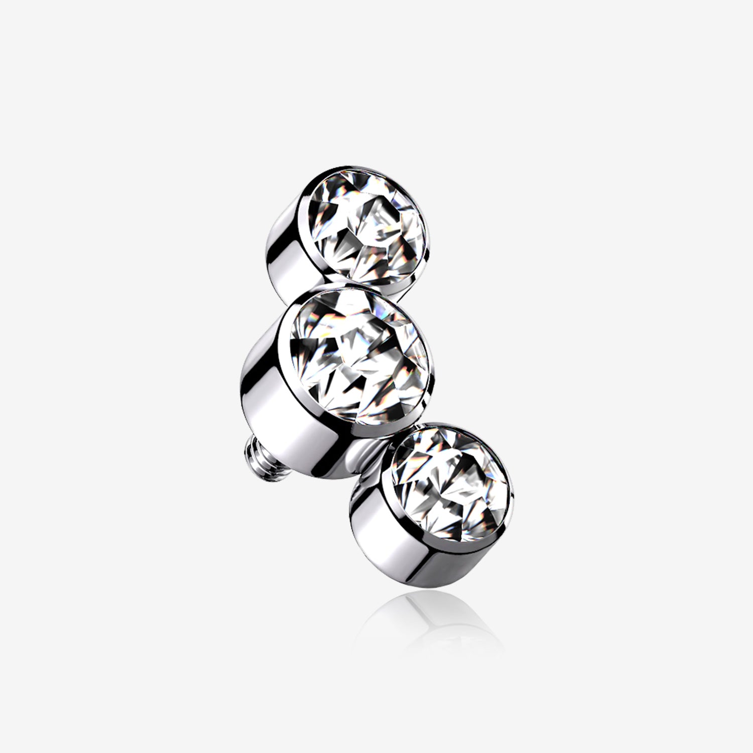 Implant Grade Titanium Internally Threaded Triple Swarovski Crystal Sparkle Top Part-Clear Gem
