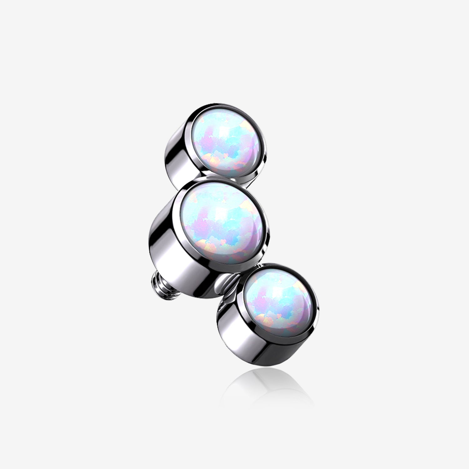 Implant Grade Titanium Internally Threaded Triple Fire Opal Sparkle Top Part-White Opal