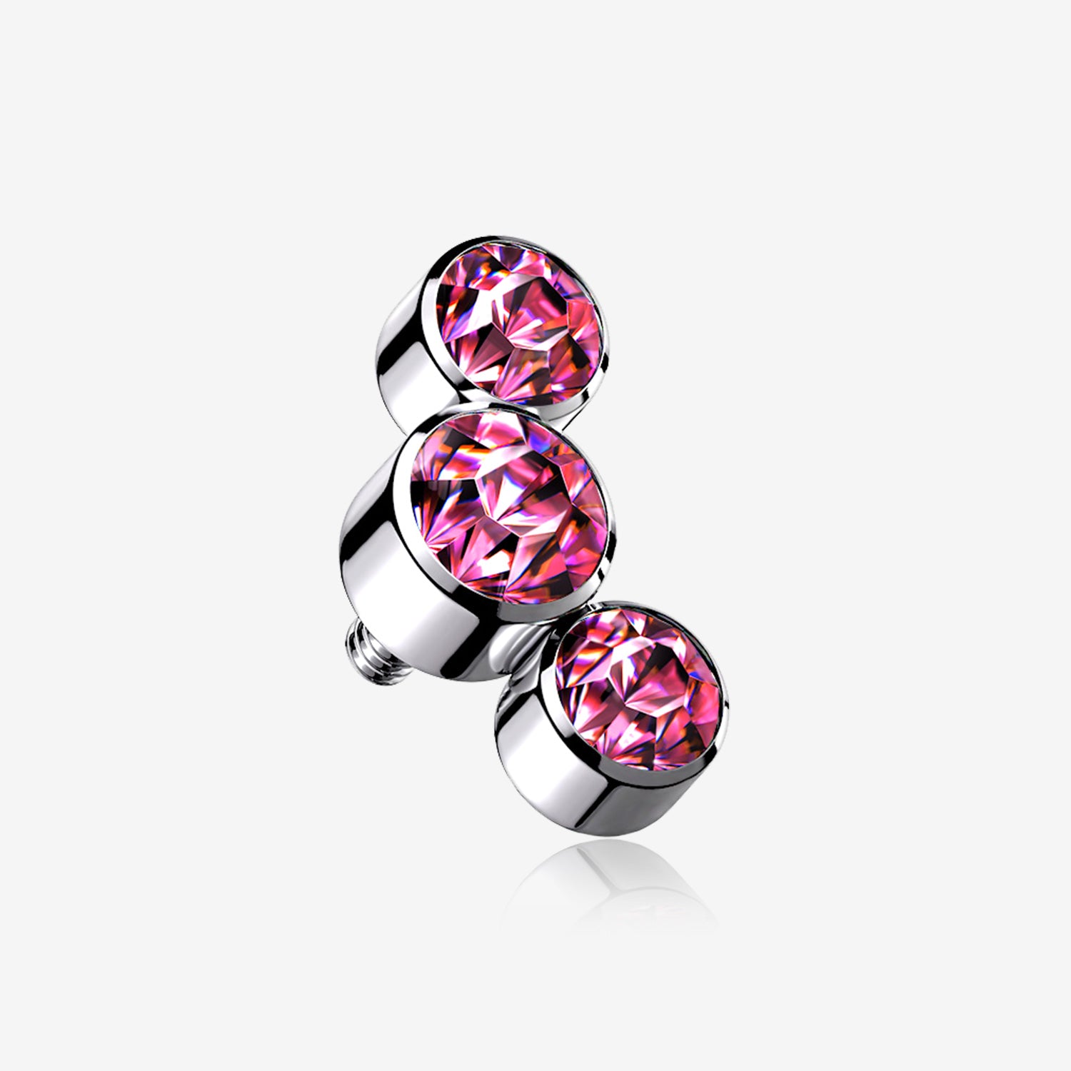 Implant Grade Titanium Internally Threaded Triple Swarovski Crystal Sparkle Top Part-Pink