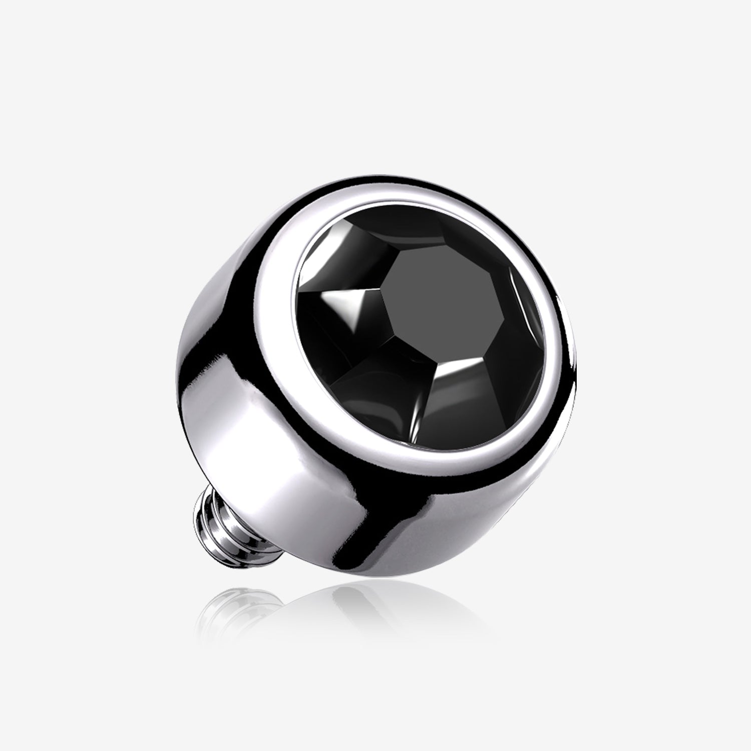 Implant Grade Titanium Internally Threaded Bezel Set Round Swarovski Crystal Part-Black