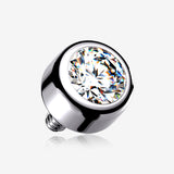 Implant Grade Titanium Internally Threaded Bezel Set Round Swarovski Crystal Part