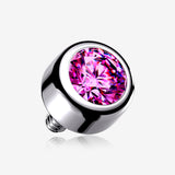 Implant Grade Titanium Internally Threaded Bezel Set Round Swarovski Crystal Part-Pink