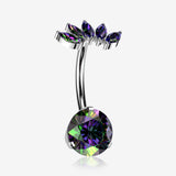 Implant Grade Titanium OneFit Threadless Marquise Curve Top Belly Button Ring