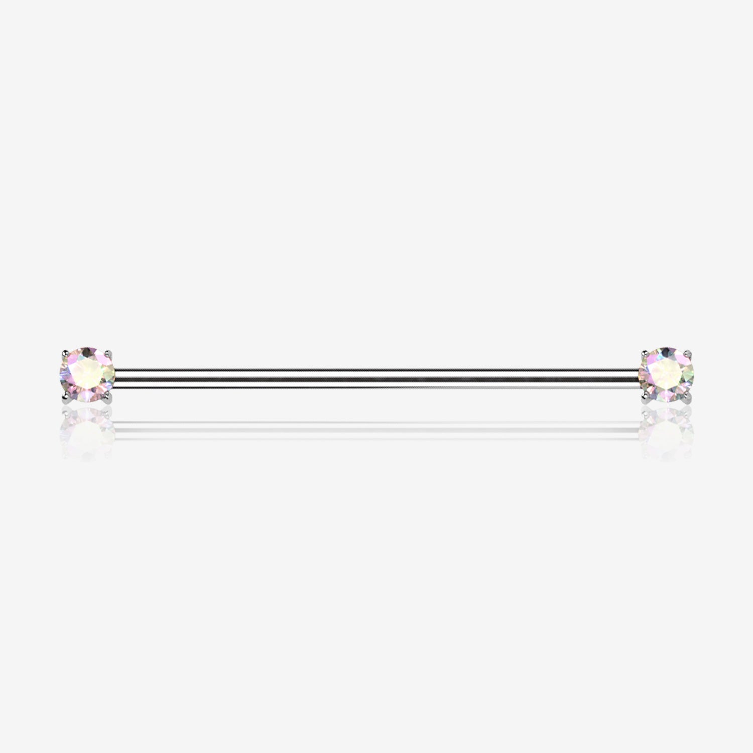 Implant Grade Titanium OneFit Threadless Prong Gem Sparkle Industrial Barbell-Aurora Borealis