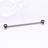 Detail View 1 of Implant Grade Titanium OneFit Threadless Prong Gem Sparkle Industrial Barbell-Black
