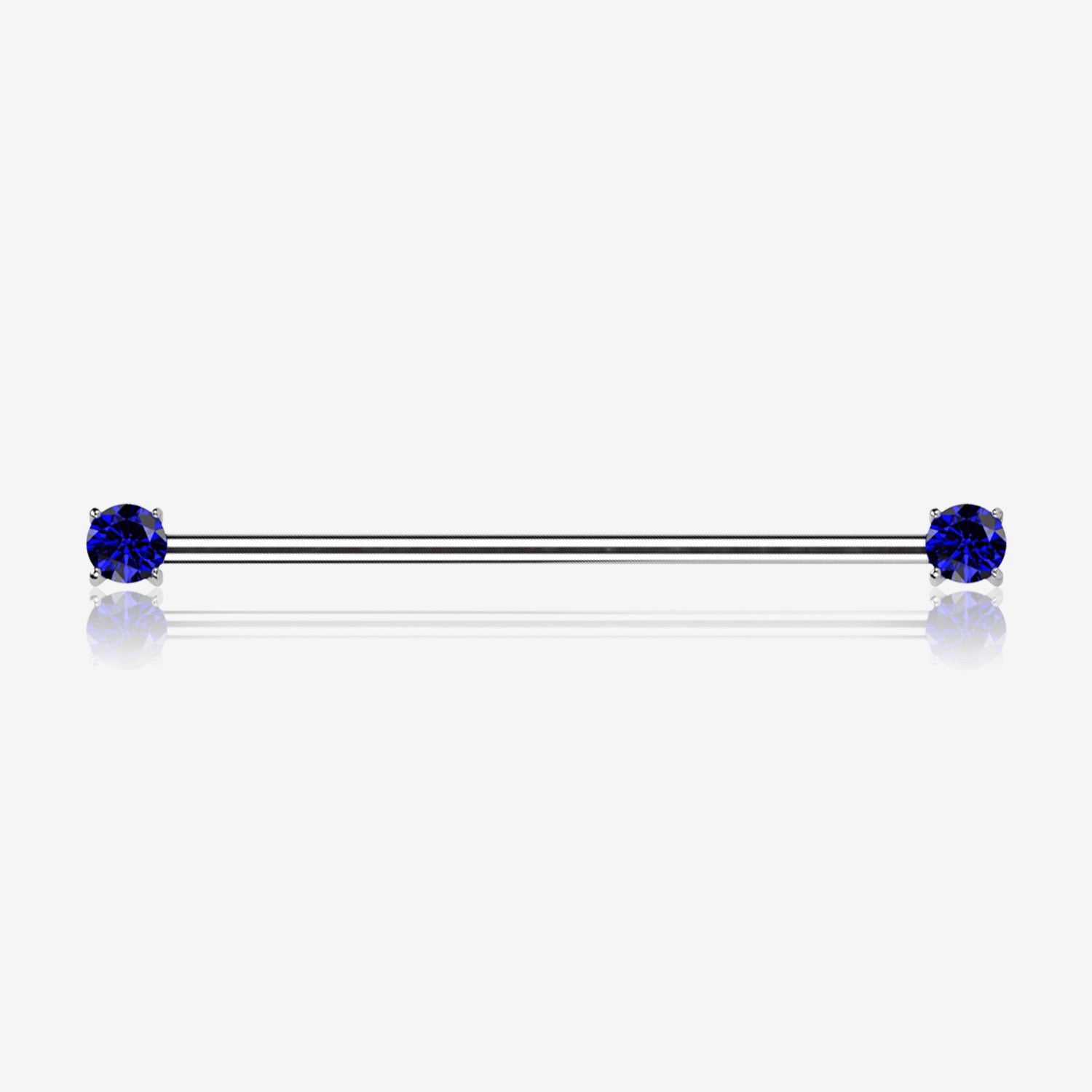 Implant Grade Titanium OneFit Threadless Prong Gem Sparkle Industrial Barbell-Blue