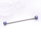 Detail View 1 of Implant Grade Titanium OneFit Threadless Prong Gem Sparkle Industrial Barbell-Blue