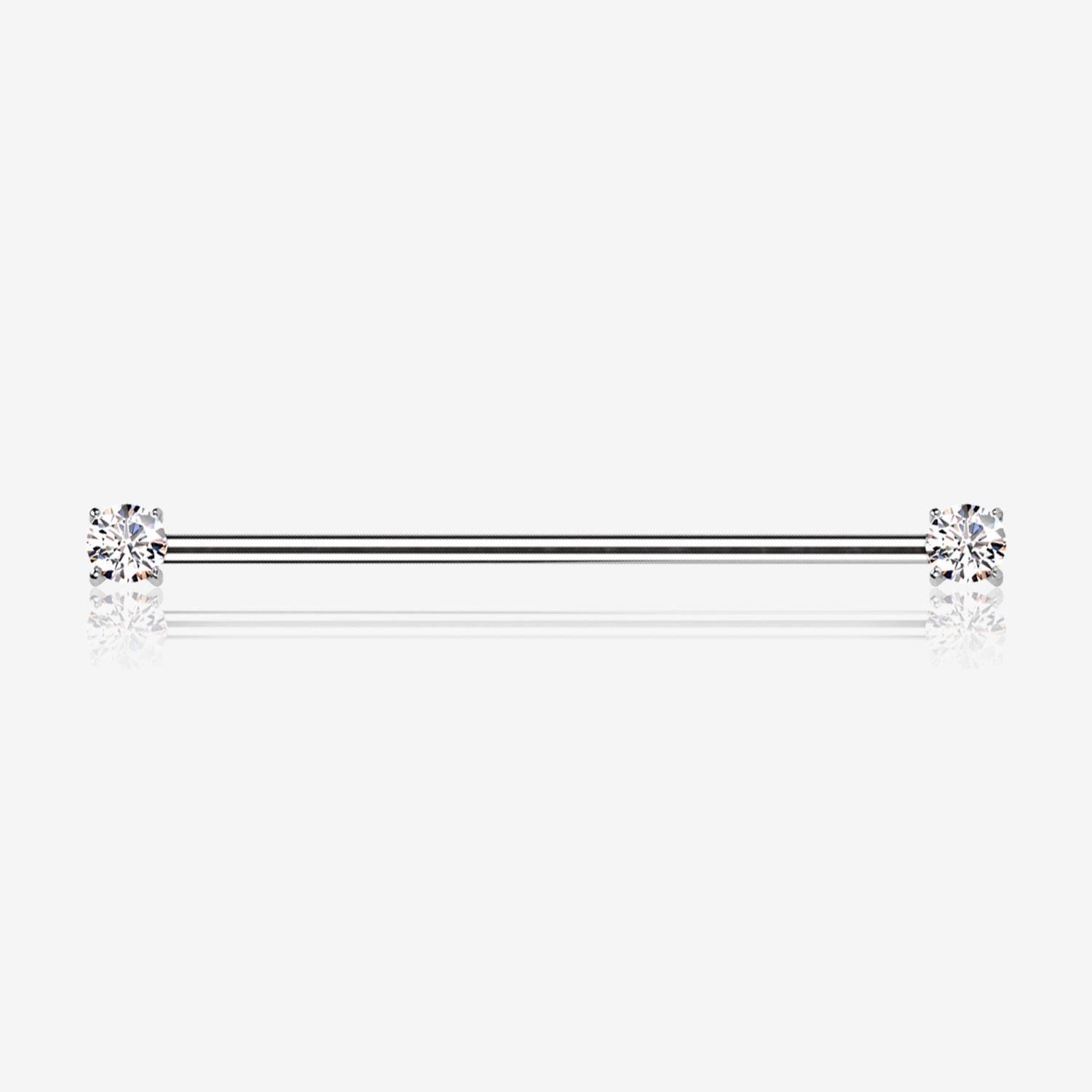 Implant Grade Titanium OneFit Threadless Prong Gem Sparkle Industrial Barbell-Clear Gem