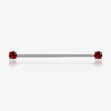 Implant Grade Titanium OneFit Threadless Prong Gem Sparkle Industrial Barbell-Red