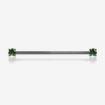 Implant Grade Titanium Blackline OneFit Threadless Prong Gem Sparkle Industrial Barbell-Vitrail Medium