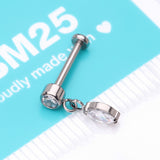 Detail View 4 of Implant Grade Titanium OneFit Threadless Sparkle Gem Marquise Dangle Flat Back Labret-Clear Gem