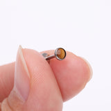 Detail View 2 of Implant Grade Titanium OneFit Threadless Bezel Tiger Eye Stone Flat Back Labret