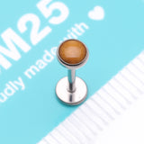 Detail View 4 of Implant Grade Titanium OneFit Threadless Bezel Tiger Eye Stone Flat Back Labret