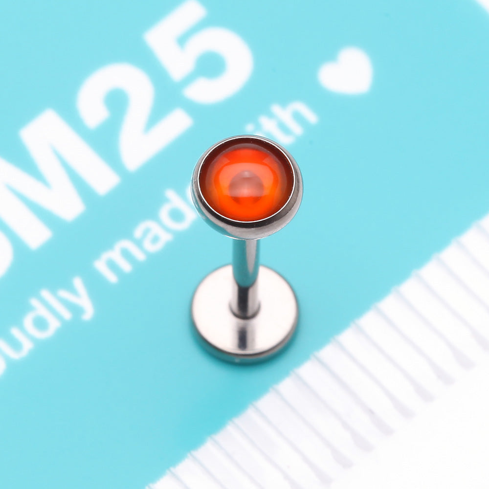 Detail View 4 of Implant Grade Titanium OneFit Threadless Bezel Red Onyx Stone Flat Back Labret