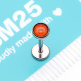 Detail View 4 of Implant Grade Titanium OneFit Threadless Bezel Red Onyx Stone Flat Back Labret