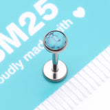 Detail View 4 of Implant Grade Titanium OneFit Threadless Bezel Turquoise Stone Flat Back Labret