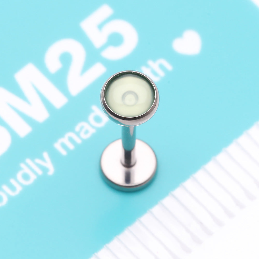 Detail View 4 of Implant Grade Titanium OneFit Threadless Bezel Green Onyx Stone Flat Back Labret