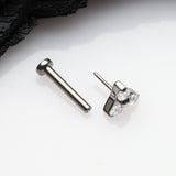 Detail View 2 of Implant Grade Titanium OneFit Threadless Trinity Gem Sparkle Top Flat Back Stud Labret-Clear Gem