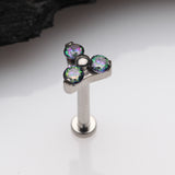 Detail View 1 of Implant Grade Titanium OneFit Threadless Trinity Gem Sparkle Top Flat Back Stud Labret-Vitrail Medium