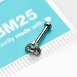 Detail View 3 of Implant Grade Titanium OneFit Threadless Trinity Gem Sparkle Top Flat Back Stud Labret-Vitrail Medium