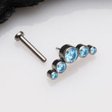 Detail View 2 of Implant Grade Titanium OneFit Threadless Journey Sparkle Curve Top Flat Back Stud Labret-Aqua