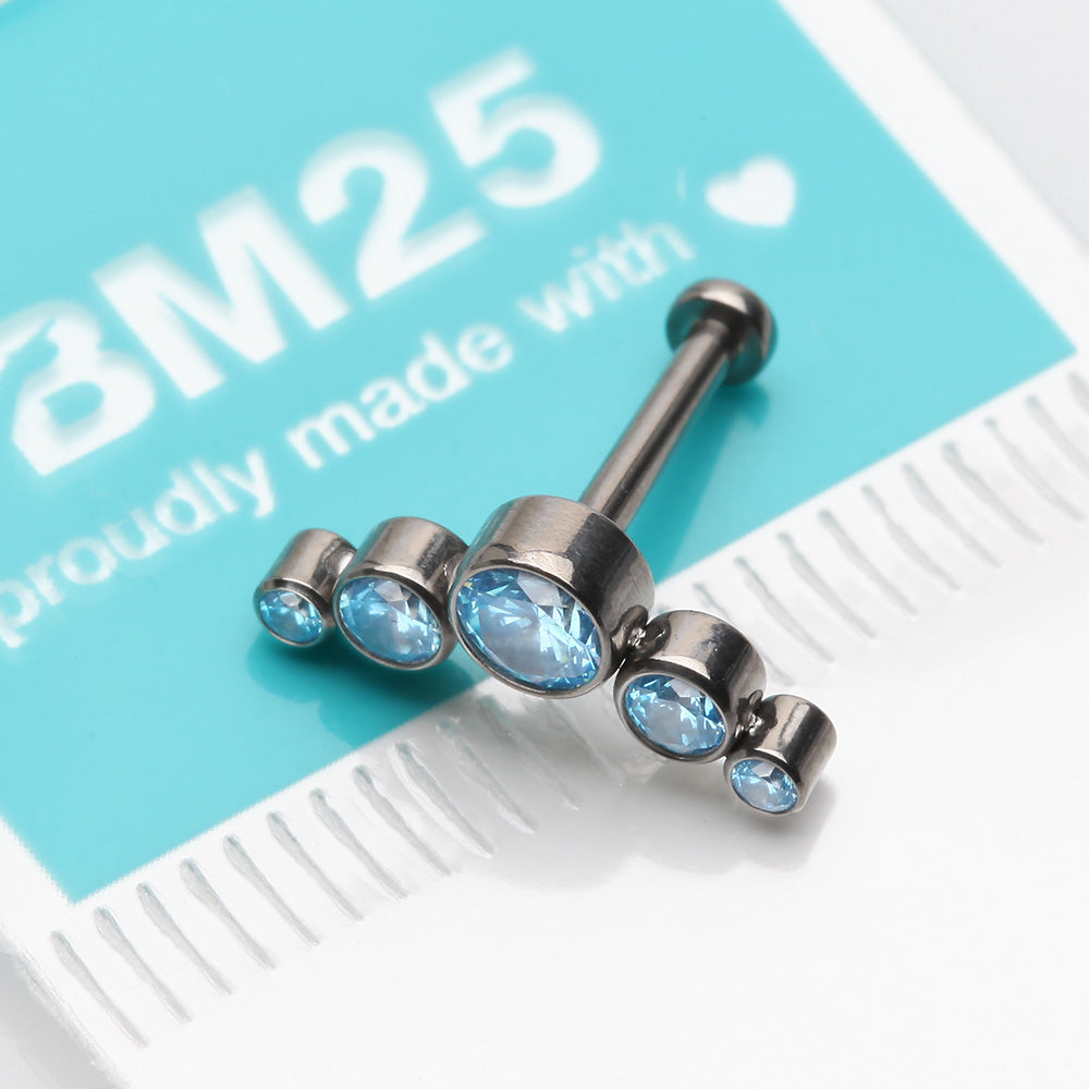 Detail View 3 of Implant Grade Titanium OneFit Threadless Journey Sparkle Curve Top Flat Back Stud Labret-Aqua