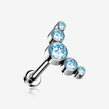 Implant Grade Titanium OneFit Threadless Journey Sparkle Curve Top Flat Back Stud Labret