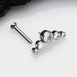 Detail View 2 of Implant Grade Titanium OneFit Threadless Journey Sparkle Curve Top Flat Back Stud Labret-Clear Gem