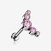 Implant Grade Titanium OneFit Threadless Journey Sparkle Curve Top Flat Back Stud Labret