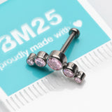 Detail View 3 of Implant Grade Titanium OneFit Threadless Journey Sparkle Curve Top Flat Back Stud Labret-Pink
