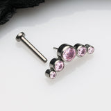 Detail View 2 of Implant Grade Titanium OneFit Threadless Journey Sparkle Curve Top Flat Back Stud Labret-Pink