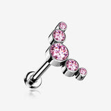 Implant Grade Titanium OneFit Threadless Journey Sparkle Curve Top Flat Back Stud Labret