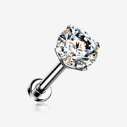 Implant Grade Titanium OneFit Threadless Gem Prong Set Top Flat Back Stud Labret
