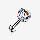 Implant Grade Titanium OneFit Threadless Gem Prong Set Top Flat Back Stud Labret