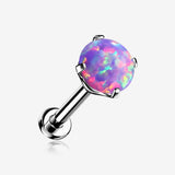 Implant Grade Titanium OneFit Threadless Fire Opal Prong Set Top Flat Back Stud Labret