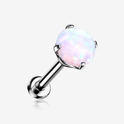 Implant Grade Titanium OneFit Threadless Fire Opal Prong Set Top Flat Back Stud Labret