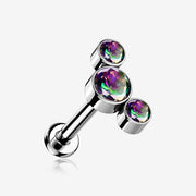 Implant Grade Titanium OneFit Threadless Journey Sparkle Trio Top Flat Back Stud Labret