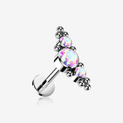 Implant Grade Titanium OneFit Threadless Sparkle Arc Bali Beads Flat Back Stud Labret