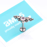 Detail View 3 of Implant Grade Titanium OneFit Threadless Sparkle Arc Bali Beads Flat Back Stud Labret-Aurora Borealis