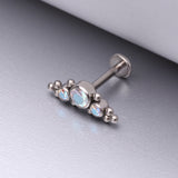 Detail View 1 of Implant Grade Titanium OneFit Threadless Sparkle Arc Bali Beads Flat Back Stud Labret-Aurora Borealis